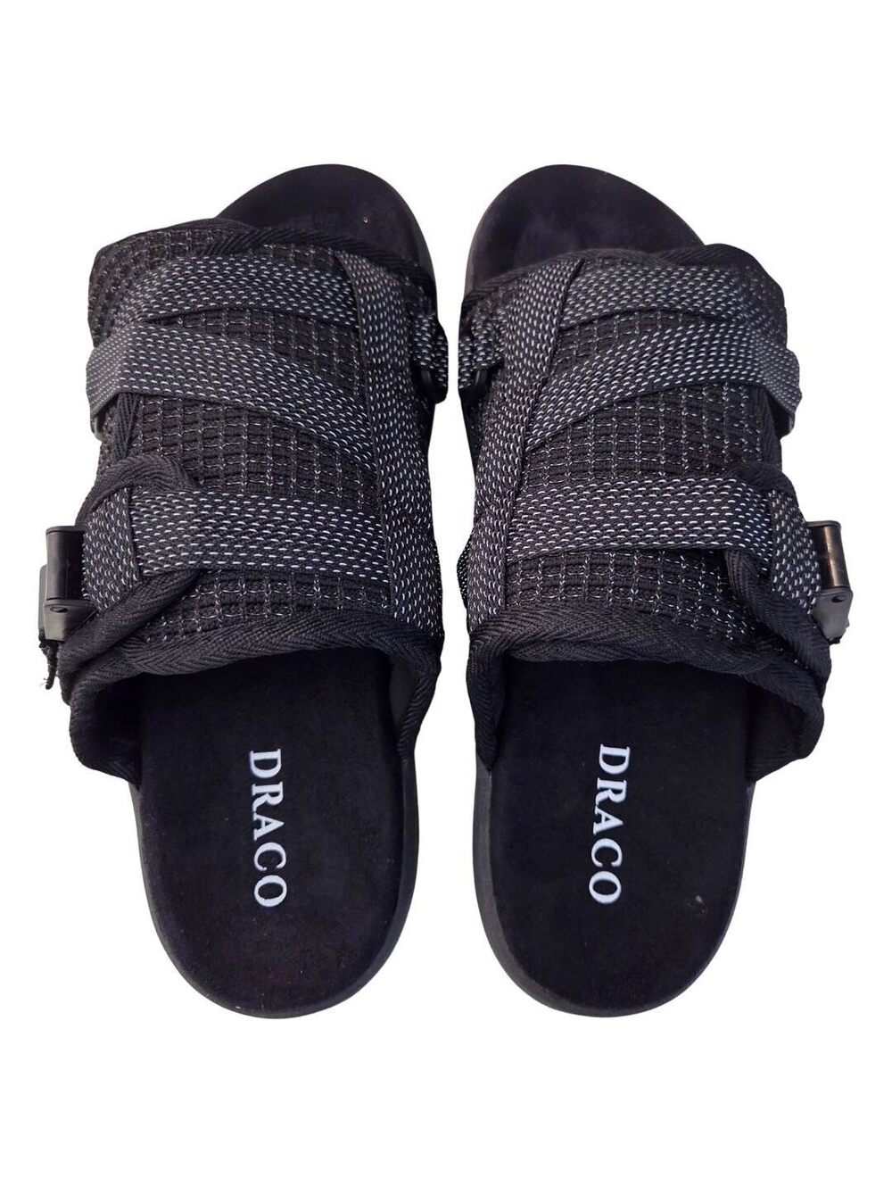 DRACO Slides Mens Shoes Size 10.5, 11, 11.5 Reflective Sandals Black NEW